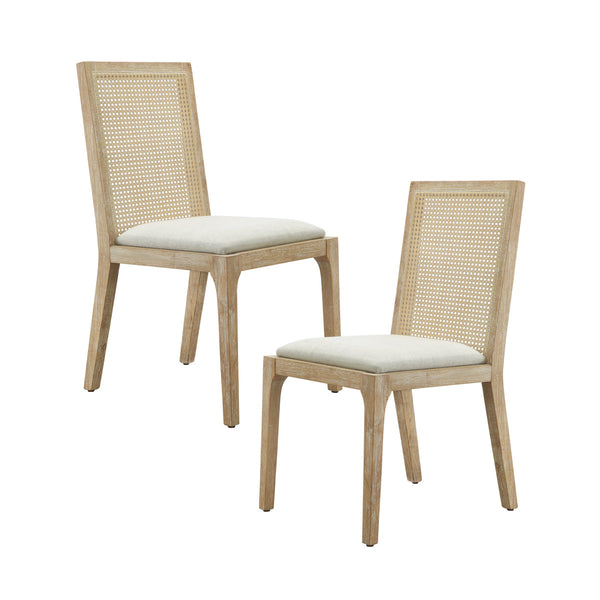 JLA Home Madison Park - Dining Chair Set of 2 — Farmhouse Synthetic Cane Back, Padded Upholstered Seat, Solid Wood Finish MP108-1060