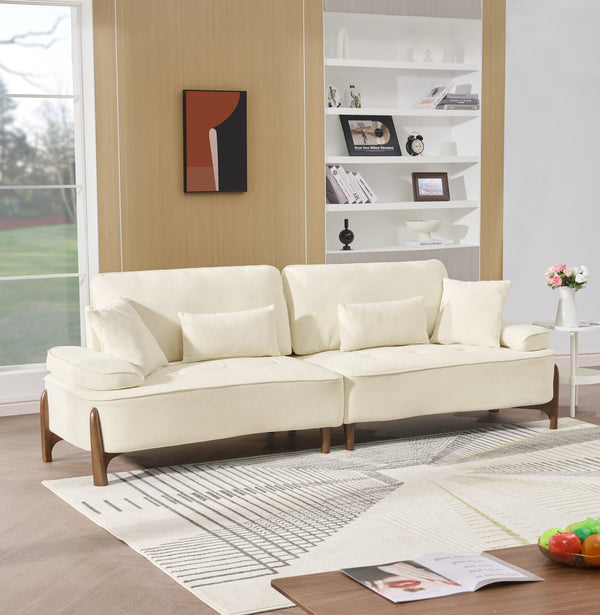 English Elm 103 Luxurious Cloud Velvet Sofa with High-Elastic Sponge Cushion, Deep-Seated Comfort for Living Spaces Beige W2290S00008