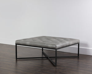 Sunpan Endall Ottoman - Elegant Square Design with Button Tufting Perfect for Coffee Table or Extra Seating Black / Bravo Metal