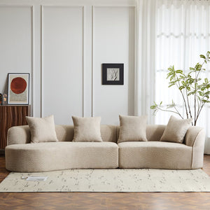 English Elm Christopher Knight Home® - 126" Curved Sectional Sofa In Almond Boucle - Modern Comfort For Stylish Living Spaces & Families N771P247830V_N771P247831V