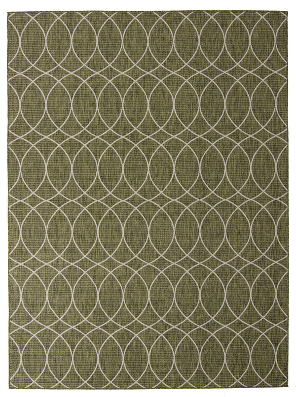 Unique Loom Outdoor Trellis Gitter Machine Made Trellis Rug Green, Ivory/Gray 9' 0" x 12' 0"