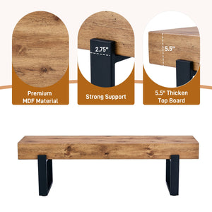 English Elm 59" Farmhouse Dining Bench with Metal Legs — 59x15.75in Sturdy Entryway, Shoe & Bed Bench, 250lb Capacity WF320038AAE