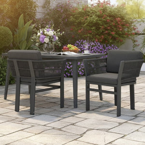 English Elm Outdoor Woven Rattan Aluminum Dining Chairs Set of 2 Coastal Patio Seating Grey N779P368549G