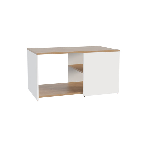English Elm Adele Multicolor 31" Coffee Table with Three Shelves, Compact Durable Design in White & Oak Finish B200P253751