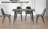 English Elm 1 Table and 4 Chairs Set.Gray Wood Grain Table With Mdf Tabletop and Black Iron Legs.A Set Of 4 Modern Medieval Style Chairs, Equipped With Soft Cushions and Black Metal Legs.Dt-1226,B0501A