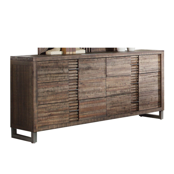 English Elm Andria Reclaimed Oak Finish Dresser with 6 Soft-Glide Drawers, Felt-Lined Top & Dovetail Craftsmanship B2726P257352