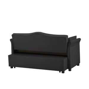 English Elm Black Velvet Sleeper Sofa Bed Convertible Velvet Futon with Foam Seat, Solid Wood Frame, Compact Design W588P246470
