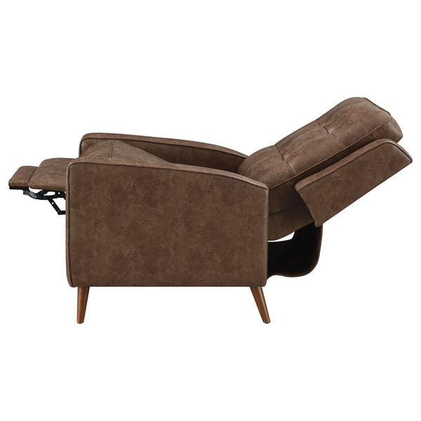 English Elm Davidson Plush Brown Tufted Leatherette Recliner - Timeless Upholstered Comfort, Solid Hardwood Legs B062P344946