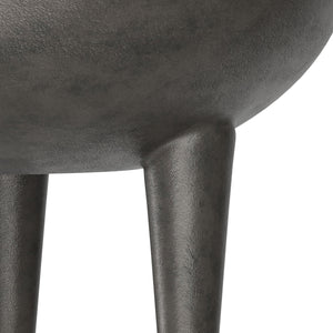 English Elm Otto Handcrafted Cast Aluminum Side Table in Graphite Finish — Convex Top, Tapered Legs, 24" Round B136P239038