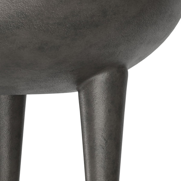 English Elm Otto Handcrafted Cast Aluminum Side Table in Graphite Finish — Convex Top, Tapered Legs, 24" Round B136P239038