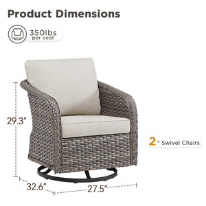 English Elm Outdoor Swivel Glider Wicker Chairs Set of 2 with All-weather Pe Rattan Porch Seating T3773P418582