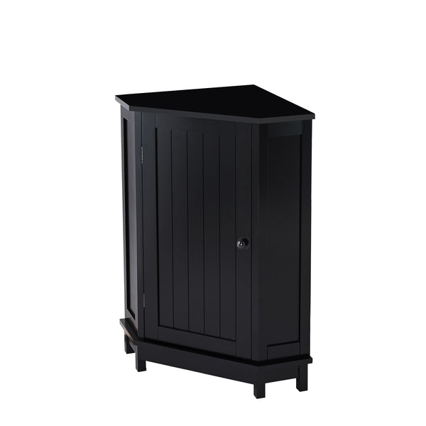 English Elm Black Triangle Corner Bathroom Cabinet with Adjustable Shelves, Modern MDF Storage Organizer, 70lb Capacity, Space-Saving Design N725P172615B