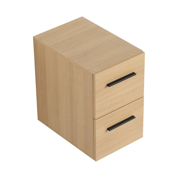 English Elm 12" Wall-mounted Oak Plywood Bathroom Linen Cabinet Slim Floating Single Door Storage W3450P440598