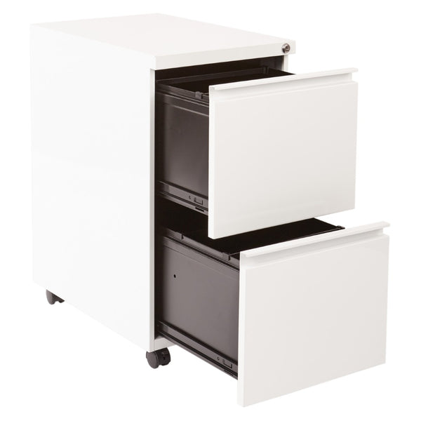 OSP Home Furnishings 22" Mobile Pedestal with Locking Drawers Full Extension Ball Bearing Slides Office Filing PTC22FF-WH