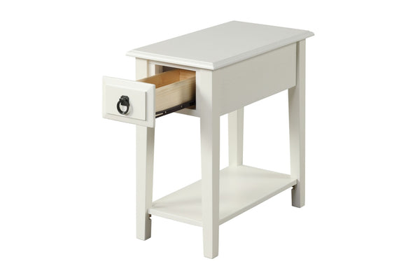 English Elm Jeana Rubberwood Accent Table with Drawer Open Shelf and Antique Pewter Hardware B2726P457138