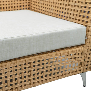 English Elm K&K 8-Piece Patio Conversation Set with 43" 60,000 BTU Propane Fire Pit, UV Wicker & Thick Cushions Beige,Orange N707S000012Z