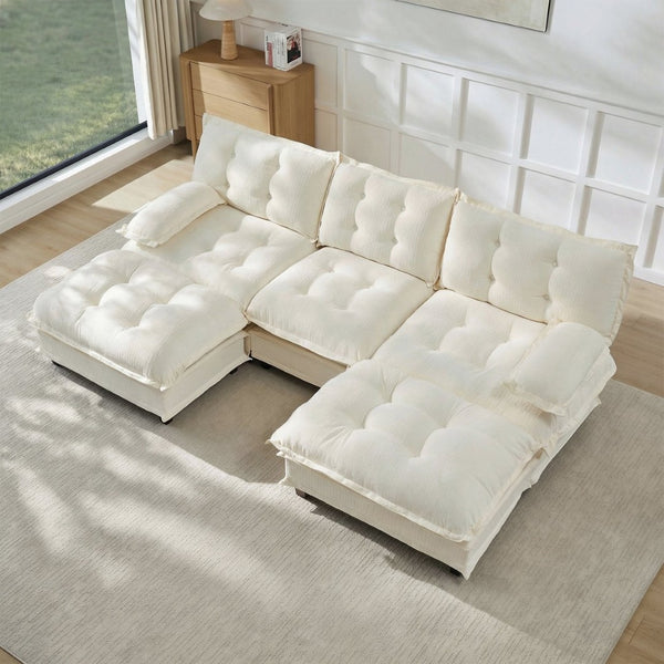 English Elm 107" U-shaped Chenille Modular Sectional with Ottomans Deep Sink Cloud Sofa W714S01679