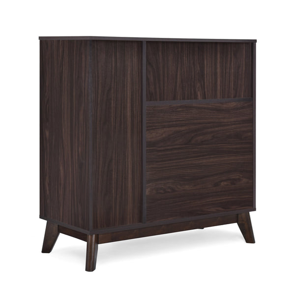 English Elm Christopher Knight Home® - CABINET mid-century modern faux wood storage console with splayed legs, drawers & cubby shelves Wenge 67351.00WENG