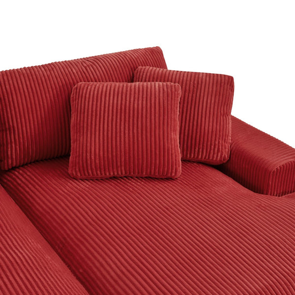 English Elm Large Corduroy Double Chaise Sectional Sofa with Lumbar Support for Spacious Living Rooms Red B2748S00021