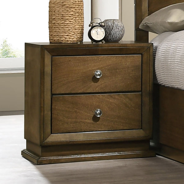 English Elm Walnut Rustic 1-Drawer Nightstand 23.5"W x15"D x23"H Rubberwood Bedside Table with Bronze Knob B011P326723