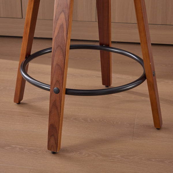 English Elm Set of 2 Swivel Counter Stools Walnut Frame Rattan Back Linen Seat Kitchen Island Light Green W1143P392172