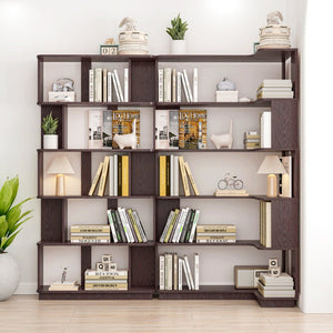 English Elm 90 Cm Modular Corner Bookcase Set Two Piece L Shaped Display Shelf for Home Office W2899S00012