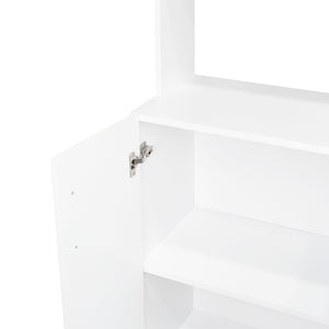 English Elm Linden 76.8" Tall White Kitchen Pantry Cabinet with Hutch, 5 Shelves, Microwave Space, Slim Design B070P264145