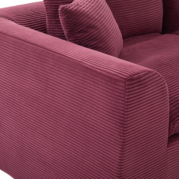 English Elm UNITED Cloud Couch Modular Sectional Sofa with Corduroy Cover, Ergonomic 2-Seater, No Assembly Needed WINE RED W1568P371121