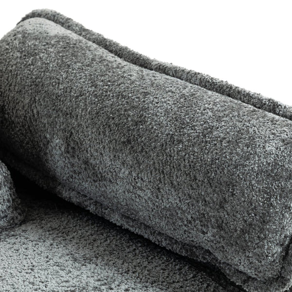 English Elm 55.32*39.76" Boucle Single Sofa with Ottoman, Wide Deep Cushion, Wrapped Arms, Storage Pockets, Cozy Contemporary Appeal DARK GREY W2715P269755