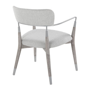 English Elm Savannah Grey Brushed Wood Dining Chairs Set of 2 with Light Grey Fabric & Silver Accents, Modern Style B202P223649