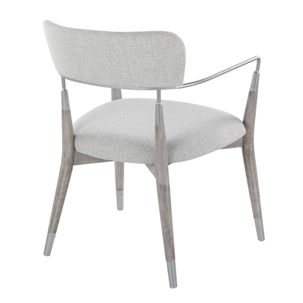 English Elm Savannah Grey Brushed Wood Dining Chairs Set of 2 with Light Grey Fabric & Silver Accents, Modern Style B202P223649