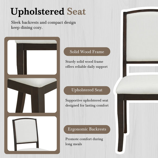 English Elm TOPMAX Solid Wood Extendable Round Dining Set for Small Spaces with 16" Removable Leaf and Cushioned Chairs Beige,Espresso SP000091AAP