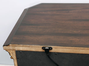 English Elm Espresso Stately Nightstand with Faux Wood Grain, Antique Bronze Pulls, 2 Drawers, 30"W x 29.5"H B011P402039