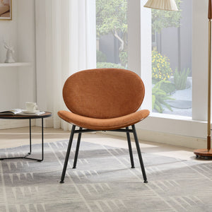 English Elm Mid-Century Shell Chair with Wood Grain Veneer, Curved Wide Seat, Metal-Wood Frame Holds 330+ lbs Orange W1143P214258