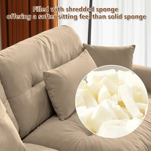 English Elm Over Size Modern Two-Seater Sofa With Ottoman - Plush Velvet L-Shape Sofa With Bolster Pillows W714S01078-GIGA