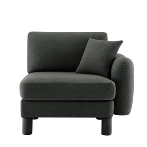 English Elm Lucas Boucle Upholstered Sofa Curved Arms Cylindrical Legs Modern Living Room Accent Dark Grey W3041P337446