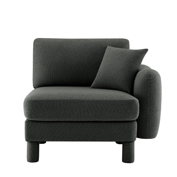 English Elm Lucas Boucle Upholstered Sofa Curved Arms Cylindrical Legs Modern Living Room Accent Dark Grey W3041P337446