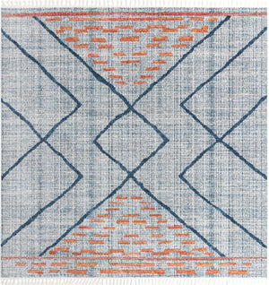 Unique Loom Aramis Kavi Machine Made Tribal Rug Blue, Ivory/Terracotta/Light Blue 12' 0" x 12' 2"