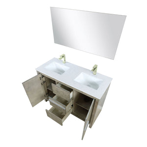 English Elm Rustic Acacia Double Bath Vanity With Cultured Marble Top, Brushed Nickel Faucet & Elegant Mirror Set B2731S01710-GIGA