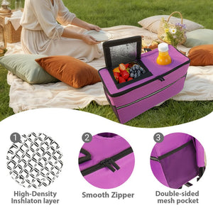 English Elm 3-in-1 Convertible Folding Wagon with 500lb Steel Frame and All-terrain Swivel Wheels Purple W2932P390459