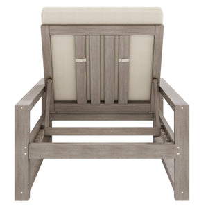 English Elm Trexm Outdoor Acacia Wood Chaise Lounge Set Two Adjustable Poolside Reclining Chairs Gray TM000013AAE