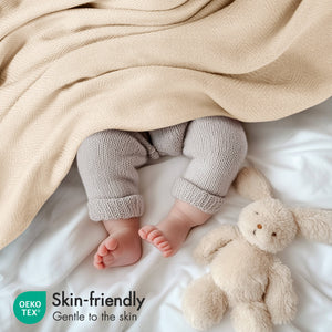 JLA Home Madison Park - Rayon Diamond Jacquard Bamboo Cotton Blanket — Silky Breathable Weave, Durable Pilling-Resistant Giftable Ivory AM51-0517