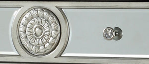 English Elm Varian Mirrored Finish Dresser with Geometric Trim & Sunburst Motifs, 8 Smooth Glide Drawers, Luxe Crystal Knobs Silver 54 L x 24 W x 47 H B2726P261268