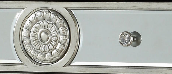 English Elm Varian Mirrored Finish Dresser with Geometric Trim & Sunburst Motifs, 8 Smooth Glide Drawers, Luxe Crystal Knobs Silver 54 L x 24 W x 47 H B2726P261268