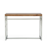 Christopher Knight Home® - Noble House - Berea Rustic Glam Handmade Acacia Wood Console Desk, Natural and Silver