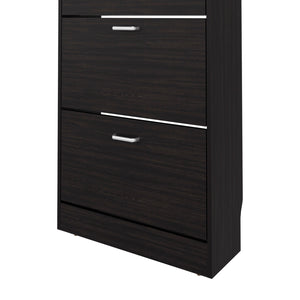 English Elm Wenge Slim Vertical Shoe Rack with 3 Flip-Down Compartments, Space-Saving Wenge Finish Organizer B062P389901