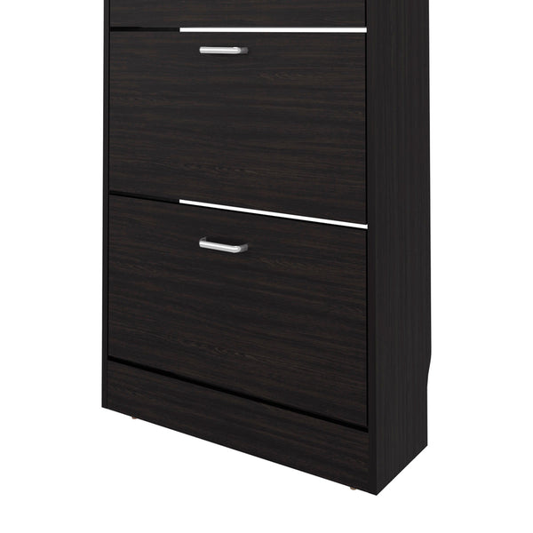 English Elm Wenge Slim Vertical Shoe Rack with 3 Flip-Down Compartments, Space-Saving Wenge Finish Organizer B062P389901