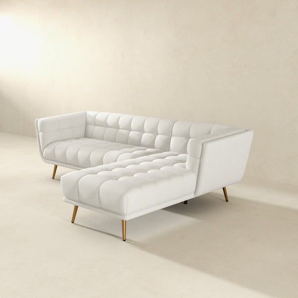 English Elm Ashcroft Furniture - Addison Right Sectional Sofa - Cream Boucle Fabric, Cozy Comfort For 4, Quick Assembly & Modern Style B183S00149