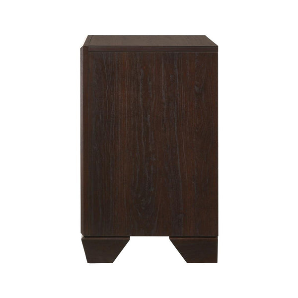 English Elm MDF Nightstand with 2 Drawers — Classic Wood Veneer Nightstand with Metallic Hardware and Tapered Legs Espresso B016P254582