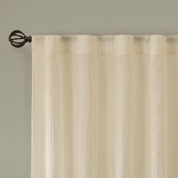 English Elm Solid Crushed Curtain Panel Pair - Elegant Sheer Window Drapes For Bright, Airy Room Décor, 2 Pcs B03598167-GIGA